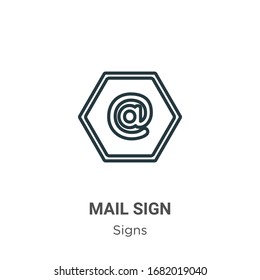 Mail sign outline vector icon. Thin line black mail sign icon, flat vector simple element illustration from editable signs concept isolated stroke on white background