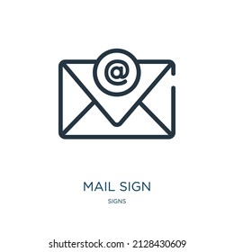 mail sign thin line icon. mail, communication linear icons from signs concept isolated outline sign. Vector illustration symbol element for web design and apps.