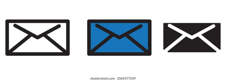 Mail with at sign vector icon in line style design for website, app, UI, isolated on white background. Editable stroke.