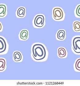 Mail signs seamless  pattern , stylized, doodles, dashed lines, tags. Hand drawn.