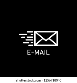 mail simple icon on black background