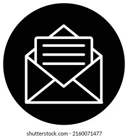 Mail simple icon vector. Flat design. White icon on black circle. White background.ai