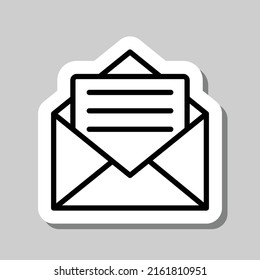 Mail simple icon vector. Flat design. Sticker with shadow on gray background.ai