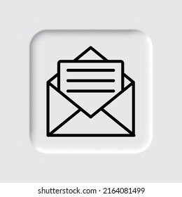 Mail simple icon vector. Flat design. Neumorphism design.ai