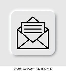 Mail simple icon vector. Flat design. Neumorphism design.ai