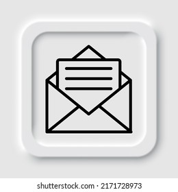 Mail simple icon vector. Flat design. Neumorphism design.ai