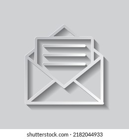 Mail simple icon vector. Flat design. Paper style with shadow. Gray background.ai