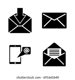Mail. Simple Related Vector Icons Set for Video, Mobile Apps, Web Sites, Print Projects and Your Design. Black Flat Illustration on White Background.