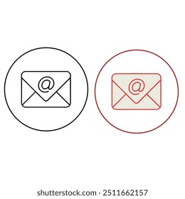 mail sing icon vector. postal sign online. vector graphic with a white backdrop, black and red