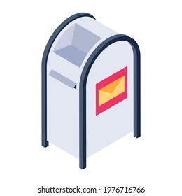 Mail Slot, Isometric Icon In Editable Trendy Design