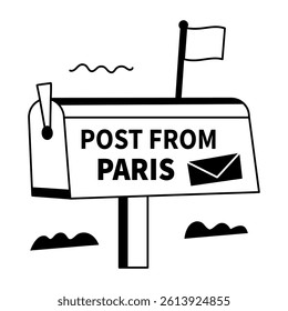 Mail slot with post from paris text, glyph sticker 
