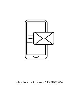 mail in smart phone icon. Element of sosial media network icon for mobile concept and web apps. Thin line mail in smart phone on white background