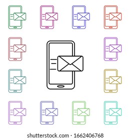 Mail in smart phone multi color style icon. Simple thin line, outline vector of sosial media network icons for ui and ux, website or mobile application