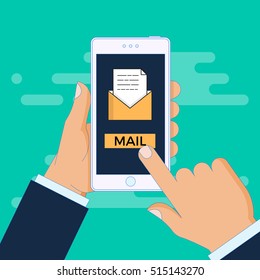Mail from Smartphone in hand. Vector Illustration
