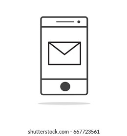 Mail in smartphone or phone icon vector , sms  in smartphone or phone icon vector.