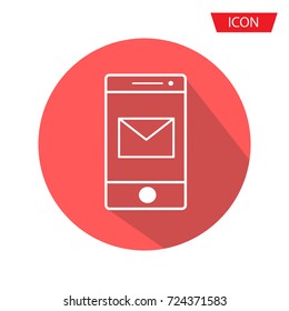 Mail in smartphone or phone icon vector , sms in smartphone or phone icon vector isolated on background.