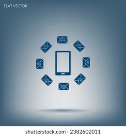 Mail smartphone, vector flat illustration