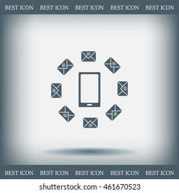 mail smartphone, vector illustration