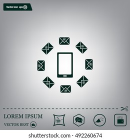 mail smartphone, vector illustration