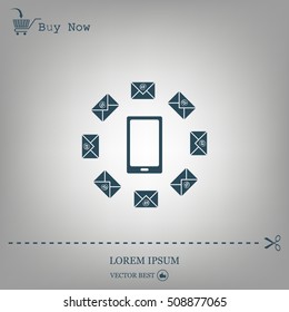 mail smartphone, vector illustration