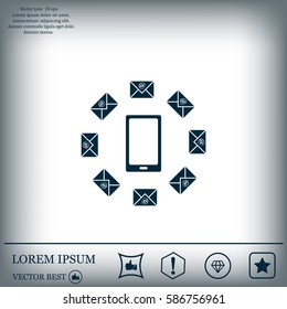 mail smartphone, vector illustration