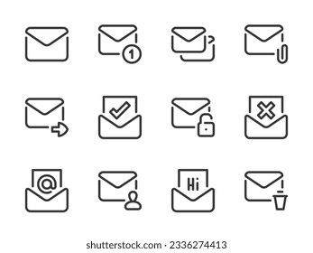 Mail, SMS and Email vector line icons. Message, Letter and Envelope outline icon set.