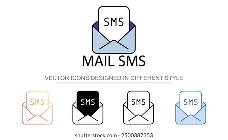 Diseño de icono de correo SMS con fondo blanco Ilustración de stock