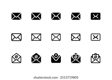 Mail sms mms mensaje sobre Cargar línea trazo vector plano iconos Conjuntos