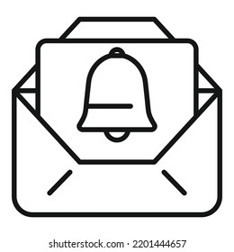 vector de contorno de icono de sonido de correo. Mensaje de correo electrónico. Ventana social