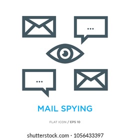 Mail spying line flat icon