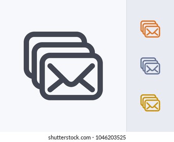 Mail Stack - Line Icons. A professional, pixel-aligned icon.