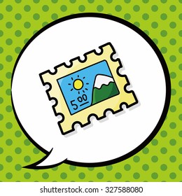 mail stamp color doodle, speech bubble