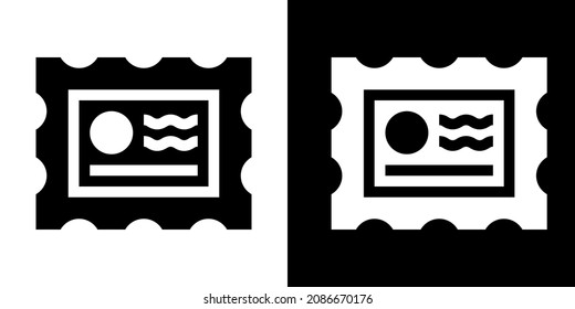 Mail Stamp. Icon in White and Black Version.