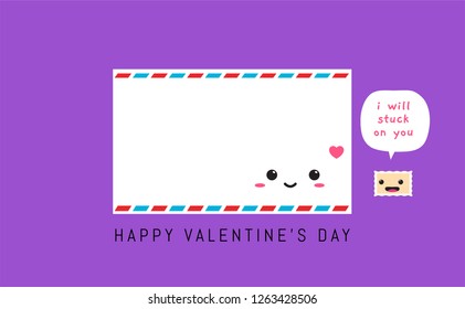  a mail and a stamp. Valentine's pun illustration