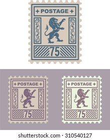 Mail Stamp With Vintage Royal Lion