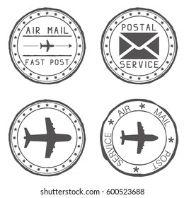 Mail stamps for envelopes. Vector illustration isolated on white background