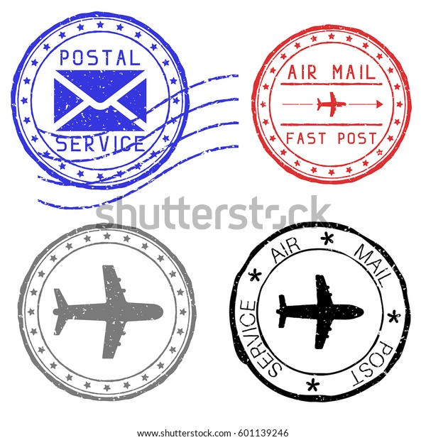 Mail Stamps Envelopes Vector Illustration Isolated Stock Vector