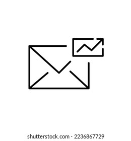 Mail statistics. Growing positive trend. Pixel perfect, editable stroke icon