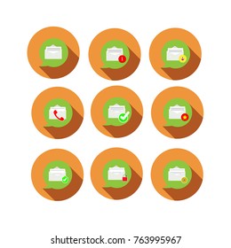 mail status flat icon contact concept.