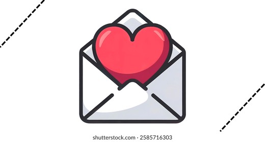 "MAIL STICKER WITH HEART",minimalistic flat vector illustration useful for MESSAGING ,WEB ,TECHNOLOGY ETC