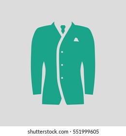 Mail suit icon. Gray background with green. Vector illustration.