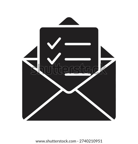 Mail survey invitation showing envelope with checklist document inside representing postal vote newsletter feedback form message content