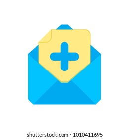 Mail symbol. Envelope icon. Add envelope. Sign design. Vector Flat illustration