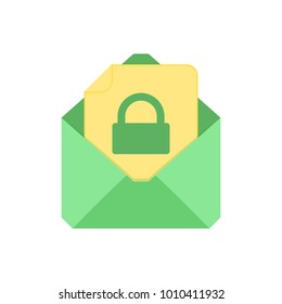 Mail symbol. Envelope icon. Lock envelope. Sign design. Vector Flat illustration