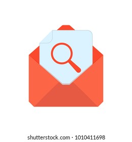 Mail symbol. Envelope icon. Search envelope. Sign design. Vector Flat illustration