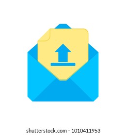 Mail symbol. Envelope icon. Upload envelope. Sign design. Vector Flat illustration
