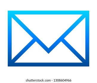 Mail symbol icon - blue gradient outline, isolated - vector illustration