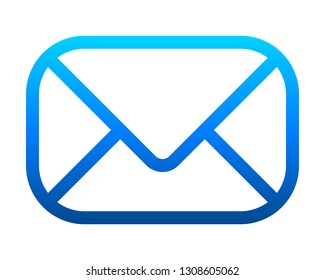 Mail symbol icon - blue gradient outline with rounded corners, isolated - vector illustration