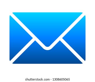 Mail symbol icon - blue gradient with rounded corners, isolated - vector illustration