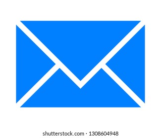 Mail symbol icon - blue simple, isolated - vector illustration